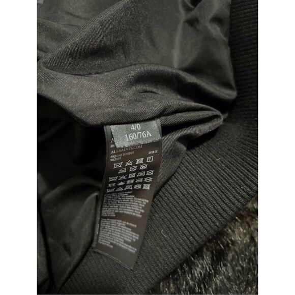 Allsaints Orten Leather Bomber Jacket Moto Cropped Lamb Leather 0 - Picture 5 of 12